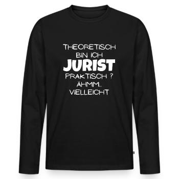 Theoretisch Jurist - Männer Premium Bio Langarmshirt - Schwarz - Vorne - Nico (187cm)