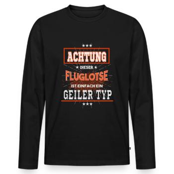 Fluglotse, einfach nur ein geiler Typ - Männer Premium Bio Langarmshirt - Schwarz - Vorne - Nico (187cm)