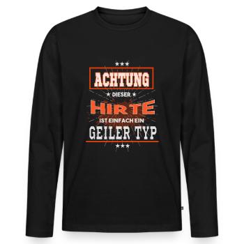 Hirte, einfach nur ein geiler Typ - Männer Premium Bio Langarmshirt - Schwarz - Vorne - Nico (187cm)