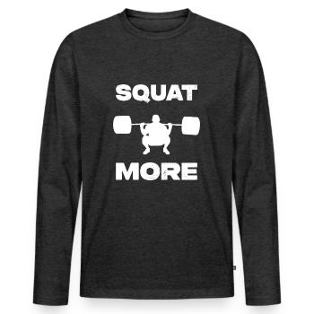 Squat More - Männer Premium Bio Langarmshirt - Anthrazit meliert - Vorne - Nico (187cm)