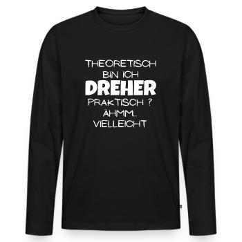 Theoretisch Dreher - Männer Premium Bio Langarmshirt - Schwarz - Vorne - Nico (187cm)