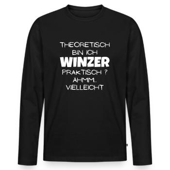 Theoretisch Winzer - Männer Premium Bio Langarmshirt - Schwarz - Vorne - Nico (187cm)