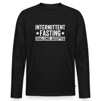 Intermittent Fasting Challenge Accepted - Männer Premium Bio Langarmshirt - Schwarz - Vorne - Nico (187cm)