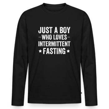 Just A Boy Who Loves Intermittent Fasting - Men's Premium Organic Long Sleeve Shirt - black - Front - Nico (187cm)
