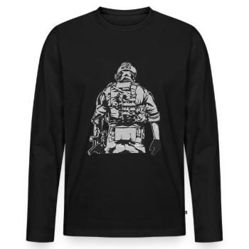 Soldier. Soldiers. Armed forces. Armed Forces. - Men's Premium Organic Long Sleeve Shirt - black - Front - Nico (187cm)