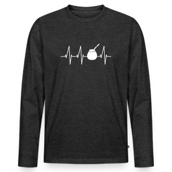 Mate Heartbeat Latin America Latino Latina Latin - Men's Premium Organic Long Sleeve Shirt - heather anthracite - Front - Nico (187cm)