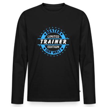 Bester Trainer der Welt - Männer Premium Bio Langarmshirt - Schwarz - Vorne - Nico (187cm)