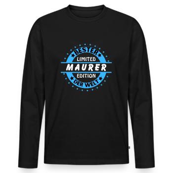 Meilleur maçon au monde - T-shirt manches longues Premium bio Homme - noir - Devant - Nico (187cm)