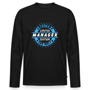 Meilleur manager du monde - T-shirt manches longues Premium bio Homme - noir - Devant - Nico (187cm)