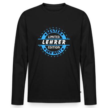 Bester Lehrer der Welt - Männer Premium Bio Langarmshirt - Schwarz - Vorne - Nico (187cm)