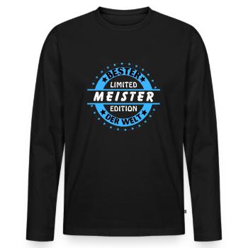 Meilleur Maître du Monde - T-shirt manches longues Premium bio Homme - noir - Devant - Nico (187cm)