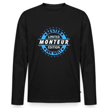 Meilleur ajusteur au monde - T-shirt manches longues Premium bio Homme - noir - Devant - Nico (187cm)