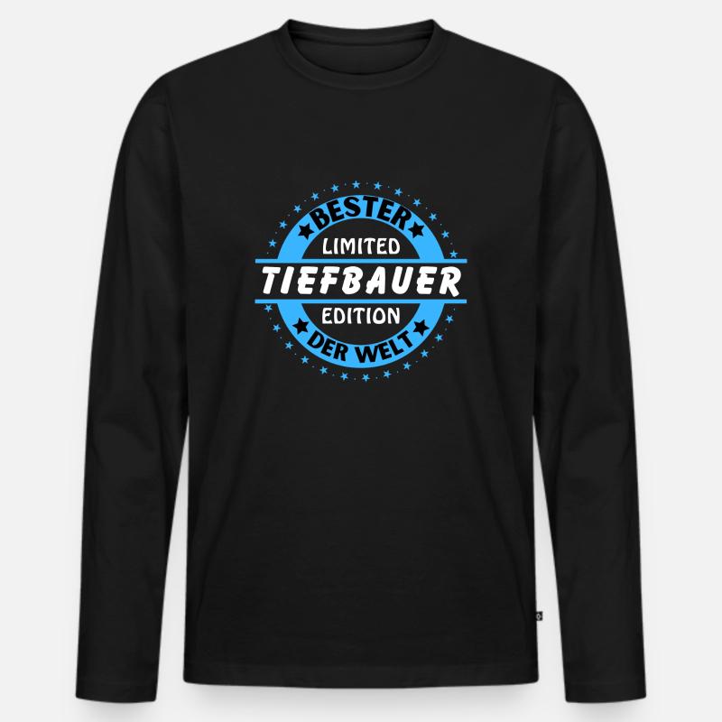 Bester Tiefbauer der Welt - Männer Premium Bio Langarmshirt - Schwarz