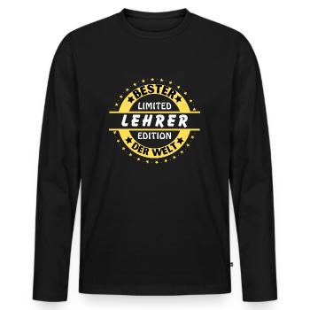 Bester Lehrer der Welt - Männer Premium Bio Langarmshirt - Schwarz - Vorne - Nico (187cm)