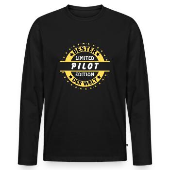 Bester Pilot der Welt - Männer Premium Bio Langarmshirt - Schwarz - Vorne - Nico (187cm)
