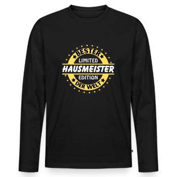 Meilleur concierge du monde - T-shirt manches longues Premium bio Homme - noir - Devant - Nico (187cm)