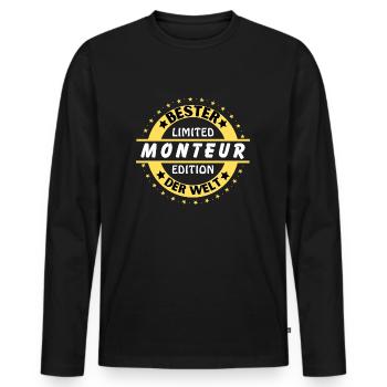 Bester Monteur der Welt - Männer Premium Bio Langarmshirt - Schwarz - Vorne - Nico (187cm)