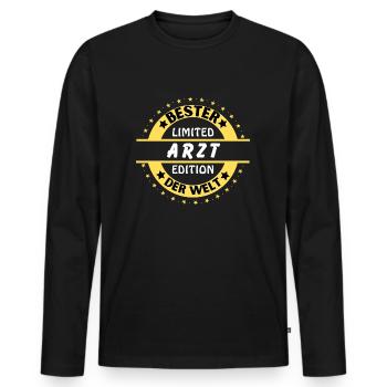Meilleur médecin du monde - T-shirt manches longues Premium bio Homme - noir - Devant - Nico (187cm)