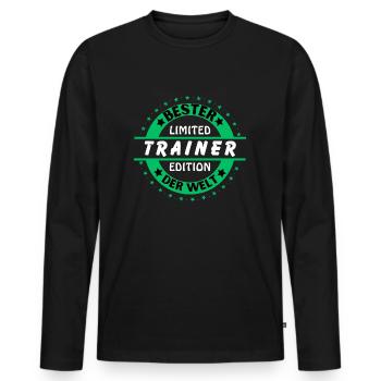 Bester Trainer der Welt - Männer Premium Bio Langarmshirt - Schwarz - Vorne - Nico (187cm)