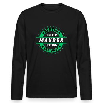 Meilleur maçon au monde - T-shirt manches longues Premium bio Homme - noir - Devant - Nico (187cm)