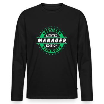 Meilleur manager du monde - T-shirt manches longues Premium bio Homme - noir - Devant - Nico (187cm)
