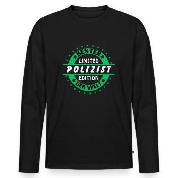 Meilleur flic du monde - T-shirt manches longues Premium bio Homme - noir - Devant - Nico (187cm)
