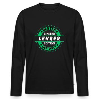 Bester Lehrer der Welt - Männer Premium Bio Langarmshirt - Schwarz - Vorne - Nico (187cm)
