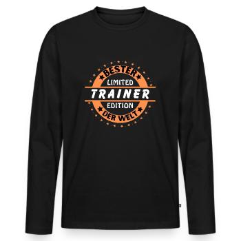Bester Trainer der Welt - Männer Premium Bio Langarmshirt - Schwarz - Vorne - Nico (187cm)