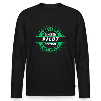 Bester Pilot der Welt - Männer Premium Bio Langarmshirt - Schwarz - Vorne - Nico (187cm)