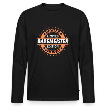 Bester Bademeister der Welt - Männer Premium Bio Langarmshirt - Schwarz - Vorne - Nico (187cm)