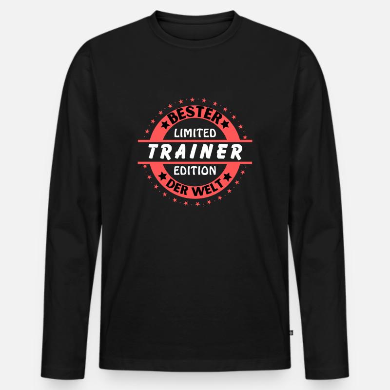 Bester Trainer der Welt - Männer Premium Bio Langarmshirt - Schwarz