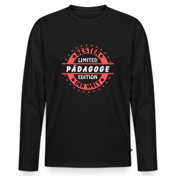 Bester Pädagoge der Welt - Männer Premium Bio Langarmshirt - Schwarz - Vorne - Nico (187cm)