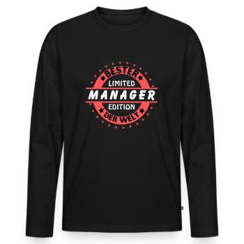 Meilleur manager du monde - T-shirt manches longues Premium bio Homme - noir - Devant - Nico (187cm)