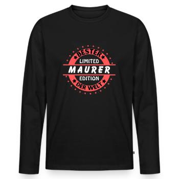 Meilleur maçon au monde - T-shirt manches longues Premium bio Homme - noir - Devant - Nico (187cm)