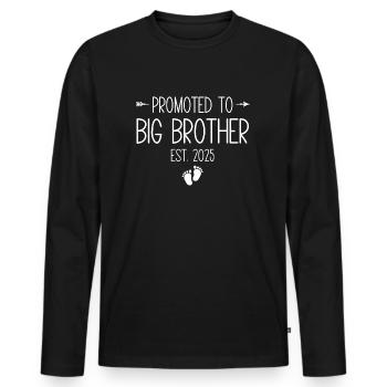 Promoted To Big Brother Est. 2025 - Männer Premium Bio Langarmshirt - Schwarz - Vorne - Nico (187cm)