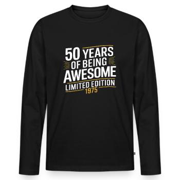 50 Years Of Being Awesome 1975 Limited Edition - Men's Premium Organic Long Sleeve Shirt - black - Front - Nico (187cm)
