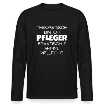 Theoretisch Pfleger - Männer Premium Bio Langarmshirt - Schwarz - Vorne - Nico (187cm)