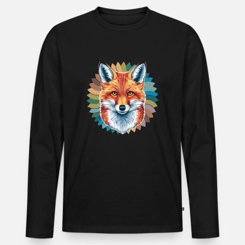 Fuchs - Illustration - Männer Premium Bio Langarmshirt - Schwarz