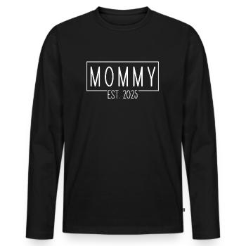 Mommy Est. 2025 - Männer Premium Bio Langarmshirt - Schwarz - Vorne - Nico (187cm)