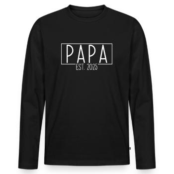 Papa Est. 2025 - Men's Premium Organic Long Sleeve Shirt - black - Front - Nico (187cm)