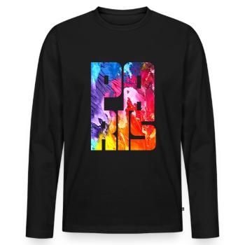 Paris - T-shirt manches longues Premium bio Homme - noir - Devant - Nico (187cm)