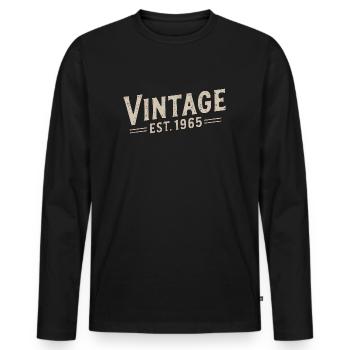 Vintage Est. 1965 - Männer Premium Bio Langarmshirt - Schwarz - Vorne - Nico (187cm)