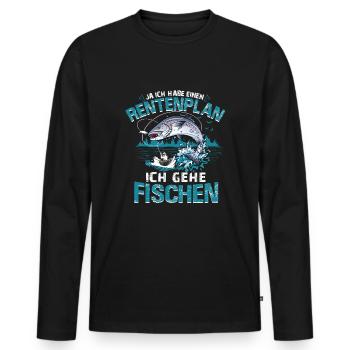 Fischer Rentenplan Angler Vater Geschenk Fischen - Männer Premium Bio Langarmshirt - Schwarz - Vorne - Nico (187cm)