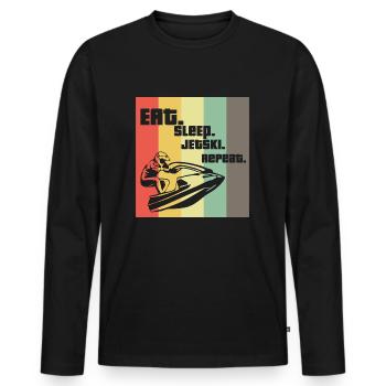 Eat Sleep Jetski RepeatJet Ski Gift Retro - Men's Premium Organic Long Sleeve Shirt - black - Front - Nico (187cm)