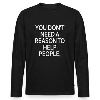 Help People 2 - Men's Premium Organic Long Sleeve Shirt - black - Front - Nico (187cm)