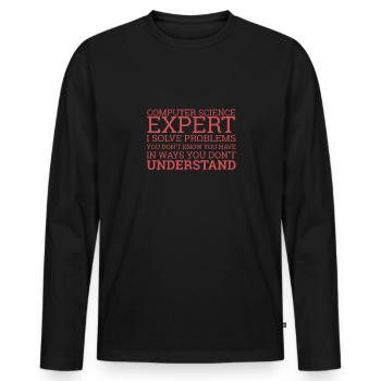 « Problème d’expert en informatique | Informatique » - T-shirt manches longues Premium bio Homme - noir - Devant - Nico (187cm)