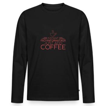 « Spécialiste informatique Coffee | Informatique » - T-shirt manches longues Premium bio Homme - noir - Devant - Nico (187cm)