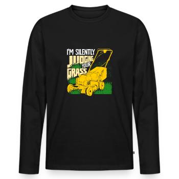 Lustiges Rasenmäher Rasen Mähen Gärtner Geschenk - Männer Premium Bio Langarmshirt - Schwarz - Vorne - Nico (187cm)