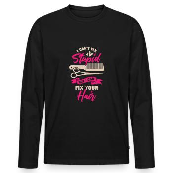 Drôle de coiffeur Coupe de cheveux Cadeau de coiffeur - T-shirt manches longues Premium bio Homme - noir - Devant - Nico (187cm)