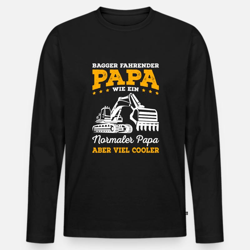 Bagger fahrender Papa Baggerfahrer - Männer Premium Bio Langarmshirt - Schwarz